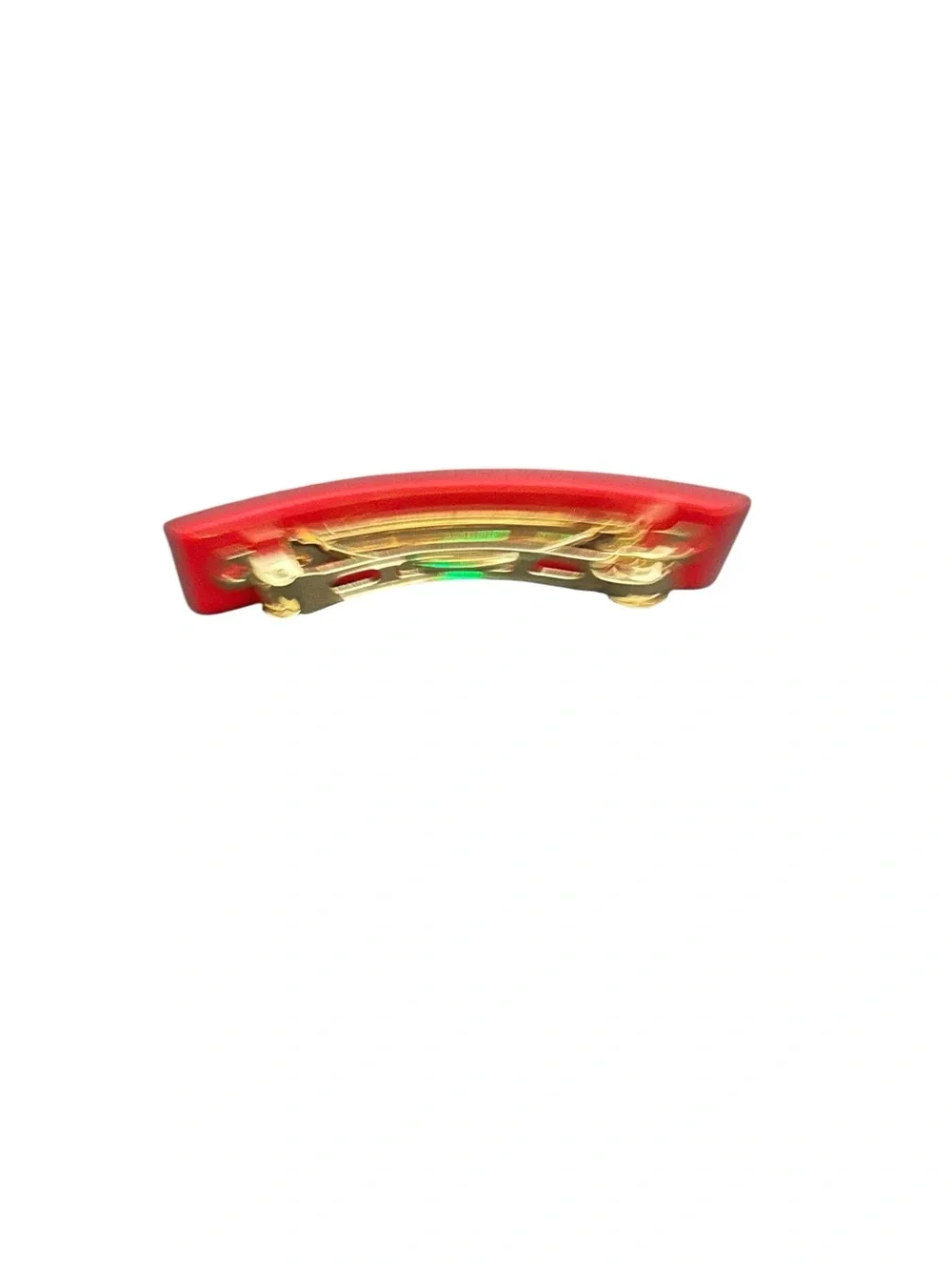Red Hair Barrette with Gold Logo Accent